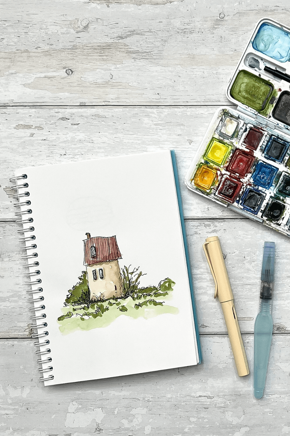 zeichnen-mit-fineliner Ein kleines Haus gezeichnet mit Fineliner