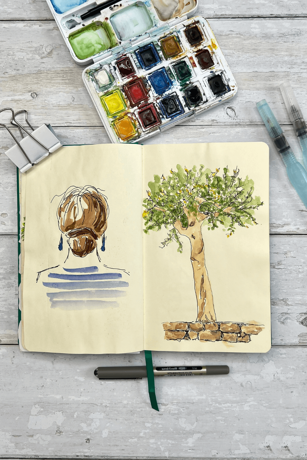 Zeichnen mit Fineliner und Aquarell